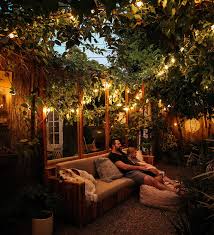 Outdoor Movie Night In A Small Garden The Tiny Canal Cottage Small Courtyard Gardens Outdoor Movie Nights Backyard