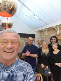 A little R&R for the big drum man before his fall 2018 tour. Carl Palmer  and Katie seen here having a leisurely lunch with close friends Tony &  Maria Iommi, and cafe