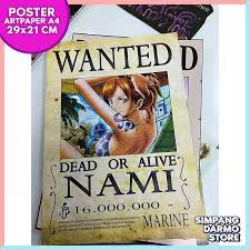 Kami berharap postingan poster buronan one piece terbaru hd diatas bisa bermanfaat buat sobat. One Piece Nami Pirate Marine Buronan Wanted Bounty Poster Newest Straw Hat Shopee Malaysia