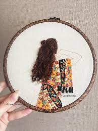 Maybe you would like to learn more about one of these? She S A Dreamer Hand Embroidered Girl With Wavy Hair Hand Embroidery Art Sewing Inspiration Projects Embroidery Lessons
