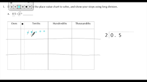 divide decimals with whole numbers using a place value chart