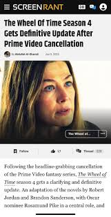 I a very excited about Wheel of Time. I pray it is done well and we don't  all start acting like Star Wars fans. And yes I am Star Wars fan that