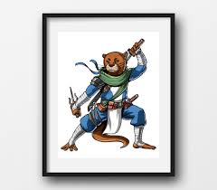 Otter Ninja Canvas Poster Funny Samurai Art Print Boys Kung Fu Martial Arts Wall Decor Kids Otter Room Decor Fantasy Animal Poster In 2020 Funny Art Prints Animal Posters Samurai Art