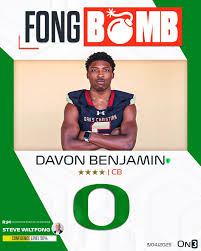On3's Steve Wiltfong has logged an expert prediction for Oregon to land  elite CB Davon Benjamin🦆 Benjamin ranks No. 18 NATL. (No. 2 CB) in the  2026 On300.