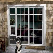 jeld wen 72 in x 80 in white right hand vinyl patio door with low e argon glass grids and large pet door sierra le grd 6068 lpdp rh the home depot patio