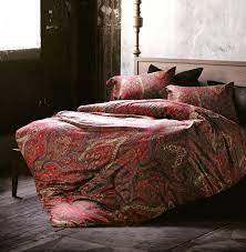 Boho Paisley Print Luxury Duvet Quilt Cover And Shams 3pc Bedding Set Bohemian Damask Medallion Burgundy Red Eikei