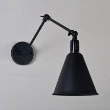 It doesn't cast shadows as described, unless pushed right up tight against a wall. Industrial Swing Arm Wall Sconce In Conical Shade Metal Black White Study Room Bedside Wall Lighting Beautifulhalo Com
