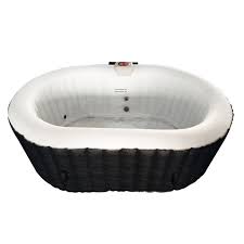 Instantly create a soothing jacuzzi & enjoy a relaxing massage at home with this bubble bathtub mat. Aleko Htio2bkw Oval Inflatable Hot Tub Spa With Drink Tray And Cover 2 Person 145 Gallon Black And White Walmart Com Walmart Com