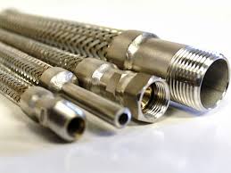 All metal hose shown with welded hose fittings for a complete flexible metal hose assembly. #flexiblemetalh… | Stainless steel hose, Flexible metal hose, Metal hose