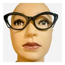 1950's French Jet Black Cateye Eyeglasses, Prescription Ready, Made in  France