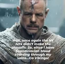 The playoffs are upon us, and since my Jets are once again eliminated, I  needs must root for another team. And since I am part Danish and possibly  Norwegian...Go Vikings! #viking #vikings #