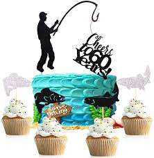 Let's face it many cakes are very feminine. Buy 6pcs Fishing Cake Topper Cheers To 60 Years Happy 60th Birthday Cake Topper Fishing Theme Birthday Party Cake Decorations Black And Silver Online In Indonesia B091gwtxfv