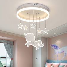 These can be used in homely as well as professional settings as all sorts of models and designs are available. Draping Unicorn And Star Led Flush Mount Cartoon Acrylic Kids Room Ceiling Light Fixture In White Beautifulhalo Com