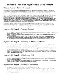 Pdf Eriksons Theory Of Psychosocial Development Muhammad