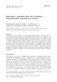 Pdf Referrals To Chaplains The Role Of Religion And Spirituality In Healthcare Settings