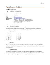 Earth Science Syllabus