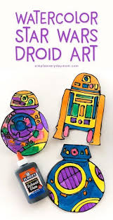 Watercolor Star Wars Craft For Kids Your Children Will Love This Easy Black Glue Art That Features Bb 8 Star Wars Crafts Star Wars Kids Star Wars Activities