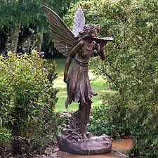 Large Stunning Bronze Effect Standing Fairy Large Fairy Garden Fairy Statues Resin Garden Statues