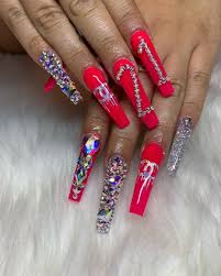 Top quality water transfer nail decals. Pleasant Grove Dallas Tx On Instagram 21stbirthday Blingnails Swavorski Dallasnails 21st Birthday Nails Birthday Nails Long Acrylic Nails