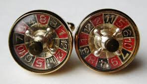 Vintage 60s Spinner Casino Royale Roulette Wheel Novelty Gold Vintage Cufflinks Gold Cufflinks