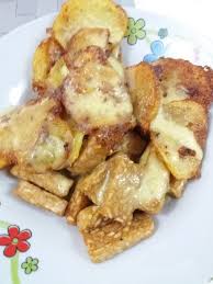 Nah, ini 5 resep selanjutnya, iris tipis kentang sebelum digoreng hingga kering. Kentang Tempe Goreng Cheese