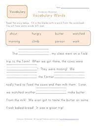 First graders will enjoy reading these short paragraphs about fun, grade appropriate topics while trying to fill in the blanks with vocabulary words from a word bank. Fill In The Blanks Vocabulary Worksheet 1 All Kids Network