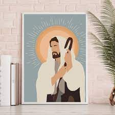 The Shepherd Digital Art Print / Jesus Christ Portrait / | Etsy Hong Kong