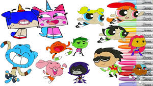 Cute disney drawings cartoon drawings easy drawings 8th birthday cake lego birthday party cartoon network monster cupcakes easter egg designs disney coloring pages. Cartoon Network Coloring Book Pages Teen Titans Go Powerpuff Girls Unikitty Gumball Darwin Ttg Youtube