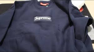 Supreme box logo crewneck review/comparison/how to legit check in today's video, i will be going over how to legit check a. Supreme Fw18 Box Logo Crewneck Navy Pickup Unboxing Youtube
