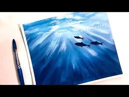Ocean painting time lapse  watercolor painting tutorial . Simple Watercolor Underwater Scene Painting Tutorial Youtube Underwater Painting Ocean Waves Painting Sea Painting