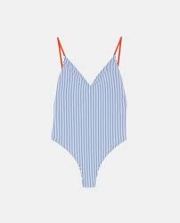 Contrasting Striped Swimsuit Beachwear Woman Zara United States Striped Swimsuit Swimsuits Swimwear Shoot