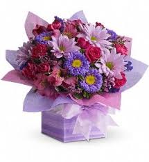 Teleflora S Lovely Lavender Present 39 95 Small Flower Arrangements Birthday Flowers Bouquet Birthday Flowers