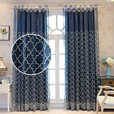 Maybe you would like to learn more about one of these? French Door Sheer Blackout Curtain Drops Energy Efficient Grommet 4 Prong Pinch Pleat Geometric Trellis Ceiling Curtains Dark Blue Blackout Curtains