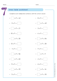 Seven Times Table Practice Times Tables Times Tables Worksheets Times Tables Practice
