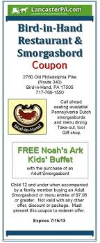 Bird In Hand Family Restaurant Coupon On Http Fast Food Coupons Info You Ll Find The Latest Coupons Rebates And Special Deals From Popular Fast Fo Restaurant Coupons Fast Food Coupons Restaurant
