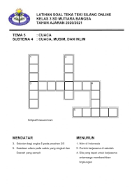 Tts ini cocok untuk mereview sejauh mana pengetahuan peserta didik tentang materi nkri. Latihan Soal Teka Teki Silang Online Worksheet