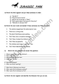 Video Jurassic Park Esl Worksheet By Macarla