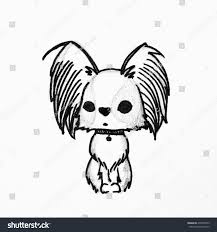 Black And White Spaniel Cartoon Cute Cartoon Dog Hand Drawing Of Papillon Dog Or Butterfly Dog Continental Toy Spaniel Papillon Hand Drawing Iso Papillon Dog Cartoon Dog How To Draw Hands
