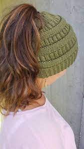 Messy Bun Beanie Ponytail Beanie Mom Bun Hat Crochet Etsy Crochet Messy Bun Knitted Hats Crochet Bun Hat