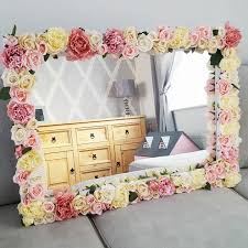 Diy Flower Mirror Glue The Artificial Flowers On Diy Flower Mirror Diy Floral Mirror Flower Mirror