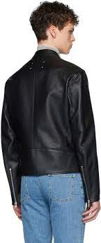 Maison Margiela Black Leather Sports Jacket Ssense In 2021 Leather Jacket Jackets Maison Margiela