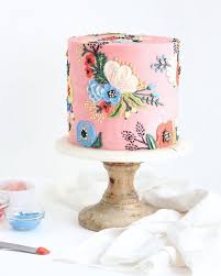 A Riflepaperco Inspired Cake For A Birthday Surprise This Design Is 100 Vanilla Buttercream On Top Of Layered Lemon Cak Painted Cakes Cake Cake Decorating