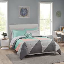 Shop with afterpay on eligible items. Mainstays Grey Teal 8 Pc Bed In A Bag Bedding Set With Sheet Set Queen Walmart Com Walmart Com