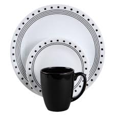 Black And White Dinnerware Corelle Classic 16 Piece City Block Dinnerware Set In 2020 Dinnerware Sets Dinnerware Dinnerware Sets Walmart