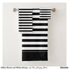 Black And White Bathroom Towel Set Offset Black And White Striped Bath Towel Set Zazzle Com Patterned Bath Towels Black And White Towels White Bathroom Accessories