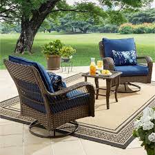3 Piece Outdoor Chat Conversation Chair Table Set Coffee Tea Home Outdoor Blue Outdoor Patio Furniture Patio Decor Patio Furniture Sets