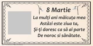 Majoritatea oamenilor sărbătoresc această zi în familie, cu prietenii, fac o masă bogată sau merg la restaurant. Poezii De 8 Martie