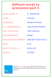 30 Difficult To Pronounce French Words Part 3 French Words Basic French Words Learn French