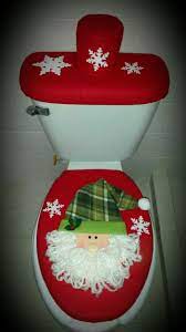 Juego De Bano Rojo Santa Pedidos Al 55 3888 0030 Juegos De Bano Navidenos Manualidades Navidenas Bano De Navidad