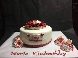 Il Battesimo Di Maria Kimberlly In Bianco E Rosso Cakes Torte Pasta Di Zucchero